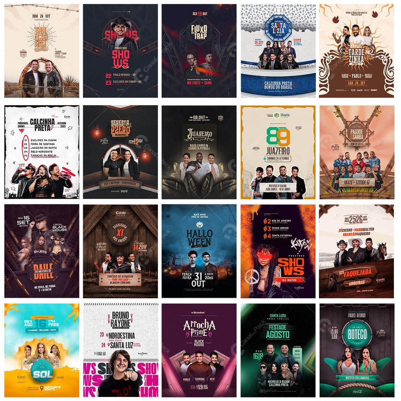 Pack 130 Artes editáveis no canva – festas ,shows, eventos 3.0