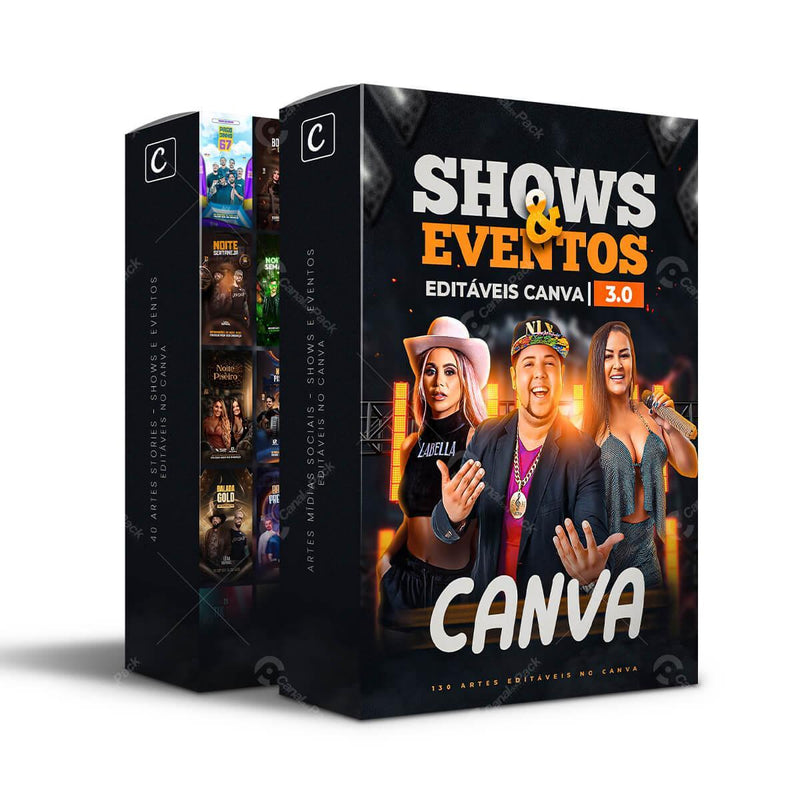 Pack 130 Artes editáveis no canva – festas ,shows, eventos 3.0