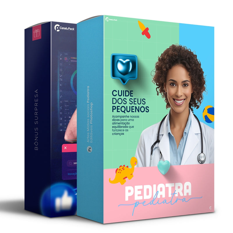 Pack 40 Artes editáveis Photoshop – Pediatra