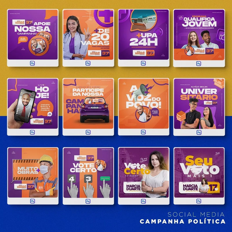 Pack 1.100 Artes Campanha Políticas Editável Photoshop Psd