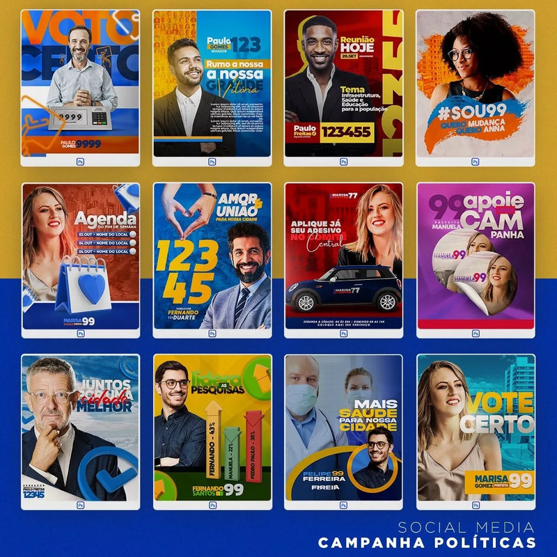 Pack 1.100 Artes Campanha Políticas Editável Photoshop Psd