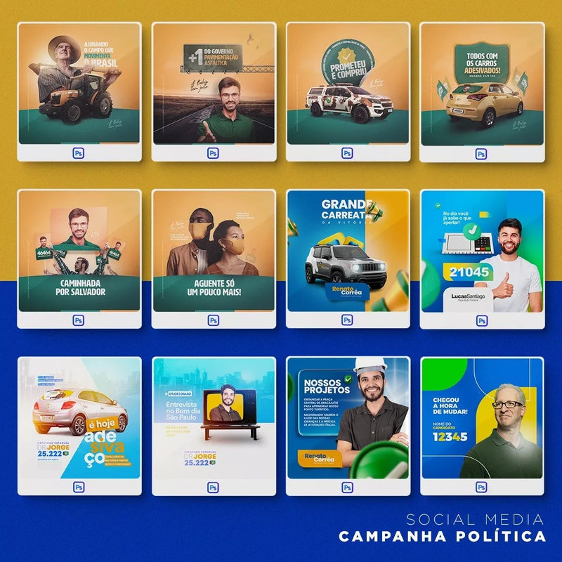 Pack 1.100 Artes Campanha Políticas Editável Photoshop Psd