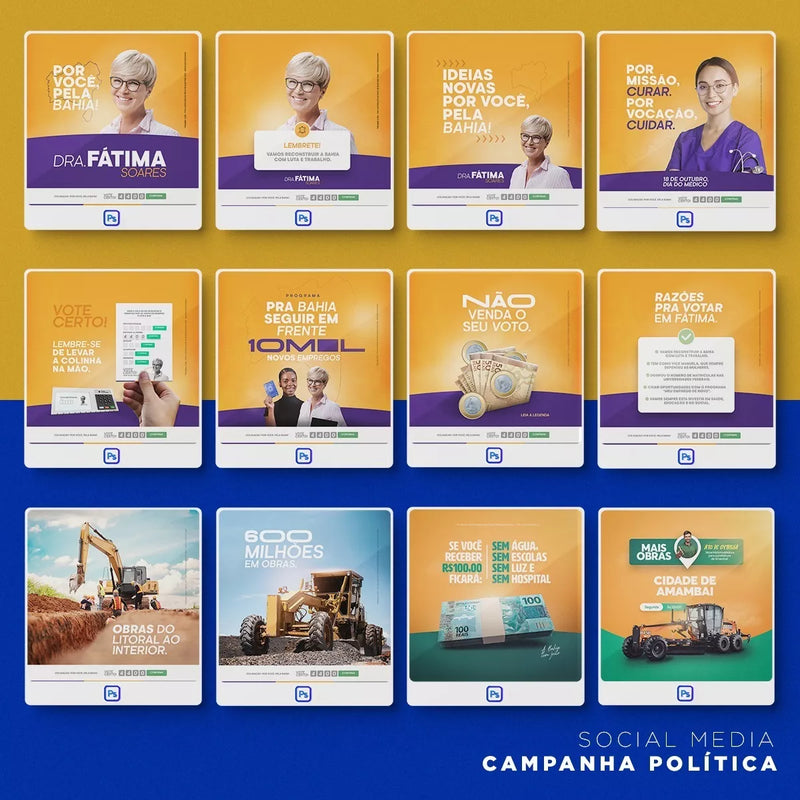 Pack 1.100 Artes Campanha Políticas Editável Photoshop Psd