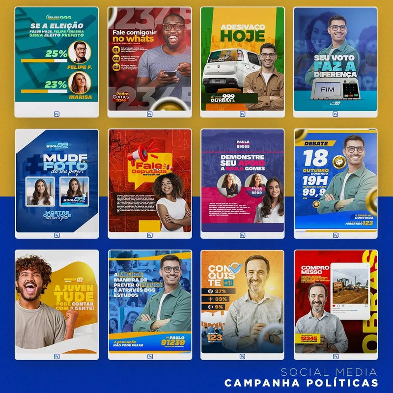 Pack 1.100 Artes Campanha Políticas Editável Photoshop Psd