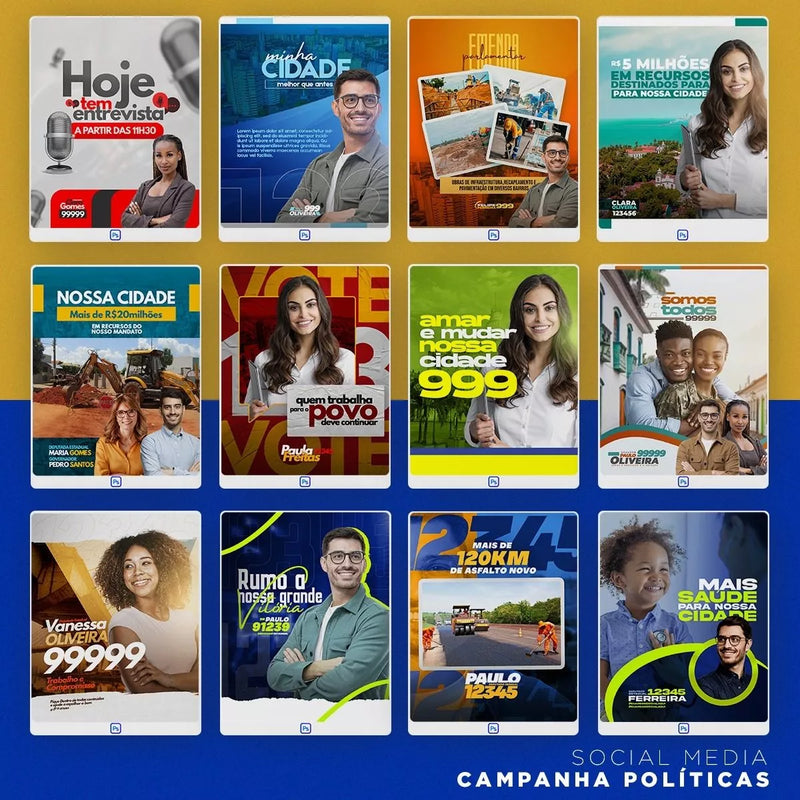 Pack 1.100 Artes Campanha Políticas Editável Photoshop Psd