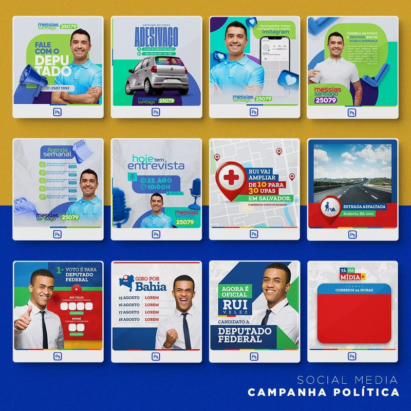 Pack 1.100 Artes Campanha Políticas Editável Photoshop Psd