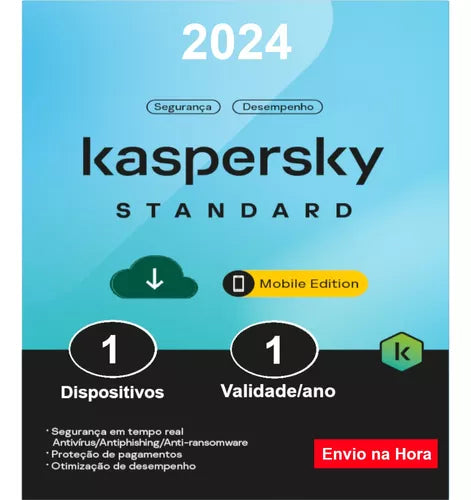 Kaspersky Antivírus Celular 1 Dispositivo 1 Ano 2024