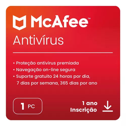 Mcafee Antivirus - Assinatura 1 Ano - Proteção Essencial Pc