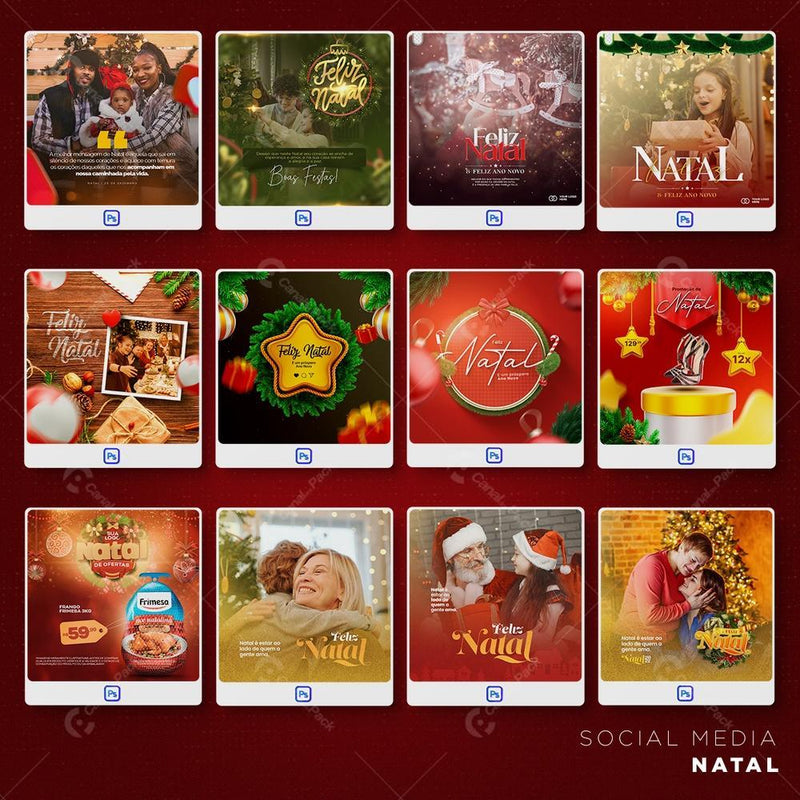 Pack 1140 Artes editáveis natal Photoshop +Stories