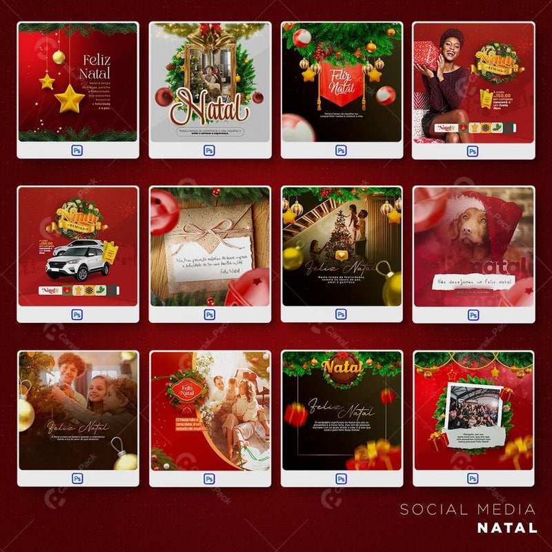 Pack 1140 Artes editáveis natal Photoshop +Stories