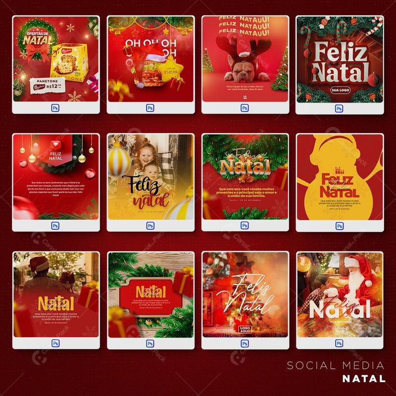 Pack 1140 Artes editáveis natal Photoshop +Stories