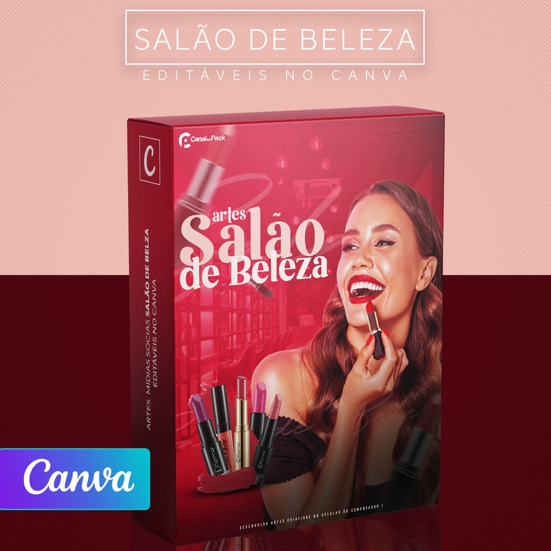 Pack 125 Artes editáveis no canva – Salão de Beleza +Stories