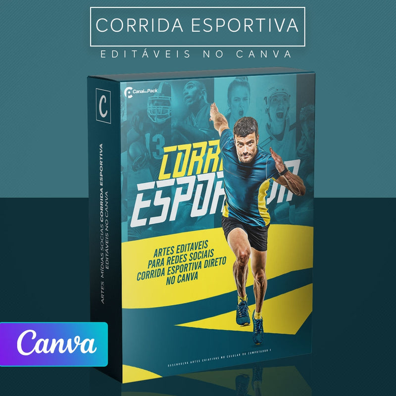 Pack 15 Artes editáveis no canva – Corrida esportiva +Stories