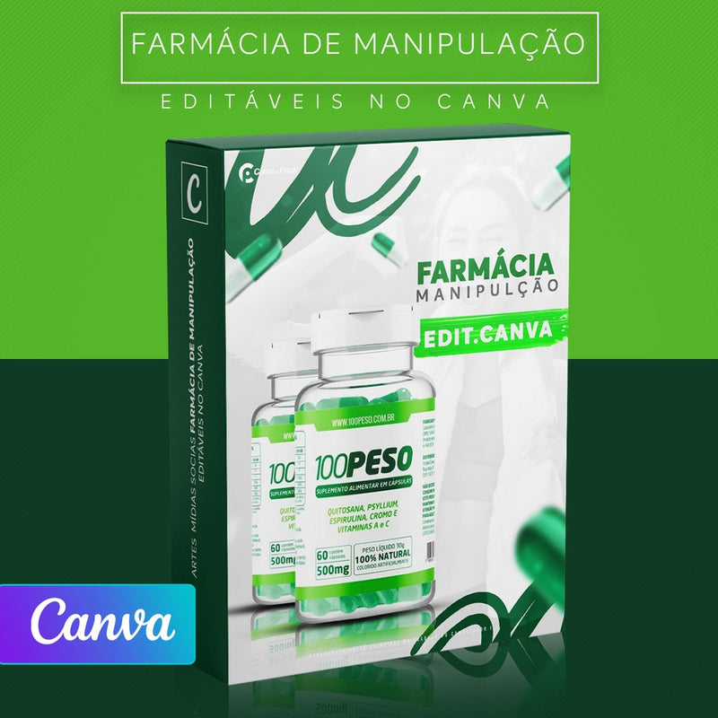 Pack 10 Artes editáveis no canva – Farmácia de Manipulação