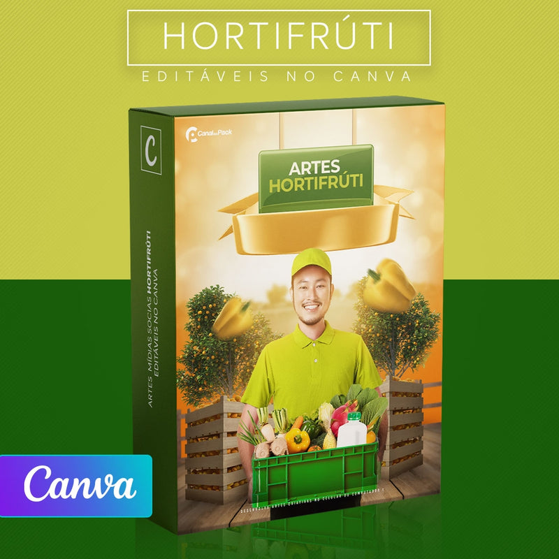 Pack 10 Artes editáveis no canva – Hortifrúti